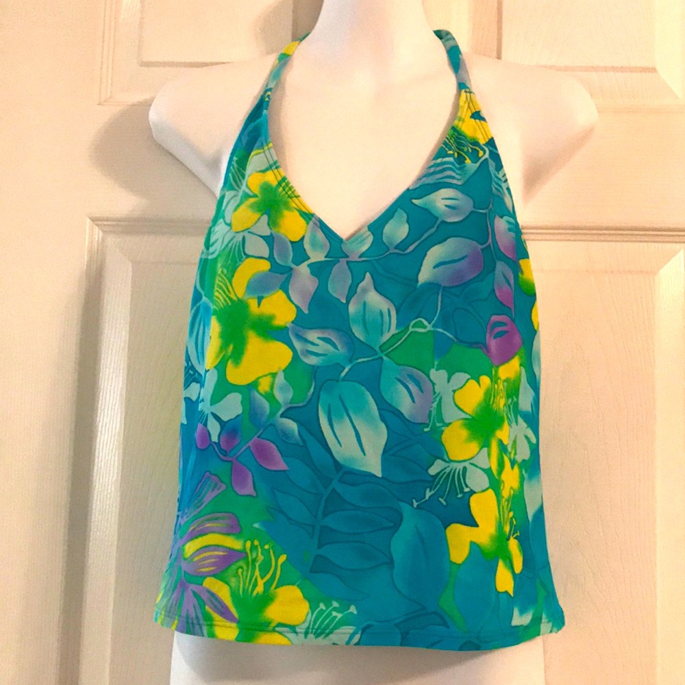 Cute flowered turquoise tankini size 12/14